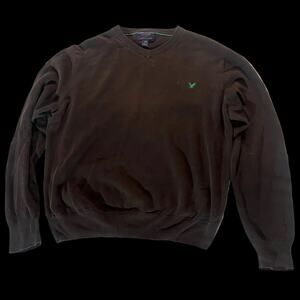 American Eagle Brown V-Neck Sweater M